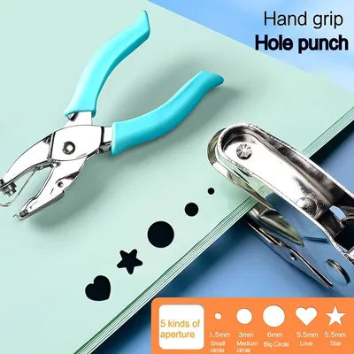 Cute Metal Handheld Paper Punch Pink/Green Scrapbooking Cloth Star Heart Circle Hole Diy Craft Shape Cutter Single Hole Puncher
