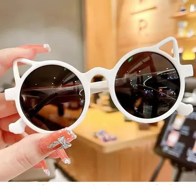 Lunettes de soleil d'été pour l'extérieur, protection solaire, motif dessin animé, oreilles de chat décoratives, lunettes de soleil pour filles, lunettes de soleil pour bébés, miroir pare-soleil,