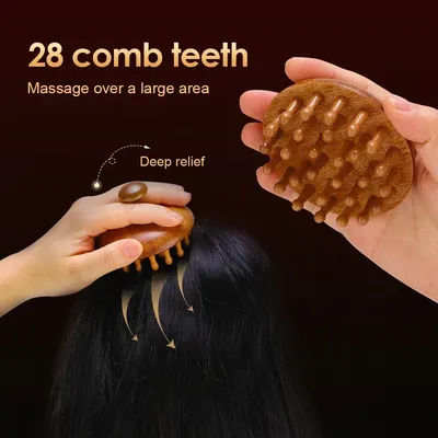 Head Meridian Massage Comb Sandalwood Finger Ring Comb Comb Scalp Massager Anti-Static Wooden Brush Guasha Tool for Full Body