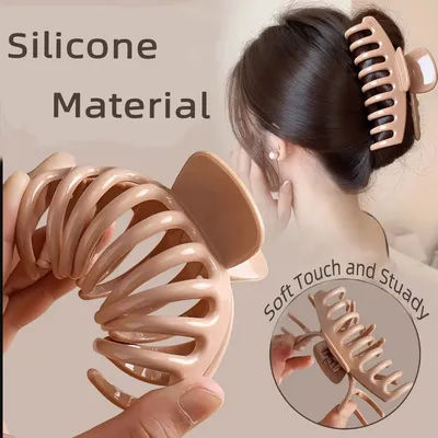 New Silicone Hair Claw Clip Crab for Women Soft Bendable Ponytail Updo Hair Claws Trendy Hair Accessories Safe Sports Headwear M
