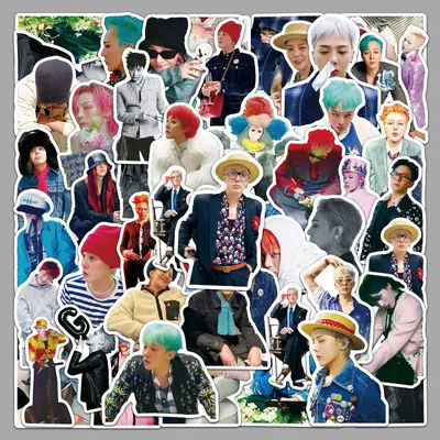 KPOP 50pcs GD stickers of G-Dragon, celebrities, waterproof decorative water cup, computer, mobile phone,gift,Holiday present