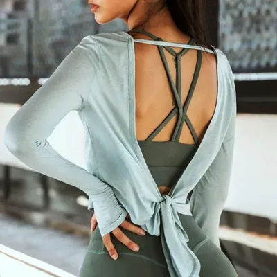 Cloud Hide SEXY dos sport couverture femmes à manches longues cyclisme chemise Yoga haut Fitness course entraînement soutien-gorge couvrir vêtements de sport