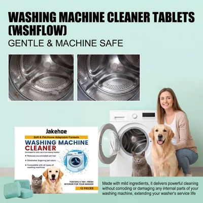 Pet Owners Washing Machine Cleaner Pads 12 pcs Effervescent Tablets Deep Cleaning Tank Odor Eliminator Remove Pet Hair 3 Month