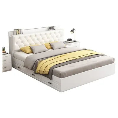 Hotel Bedroom Furniture Hot Sale European Style Good Quality king Size Simple Design Wooden Frame Beds for Adults with Box