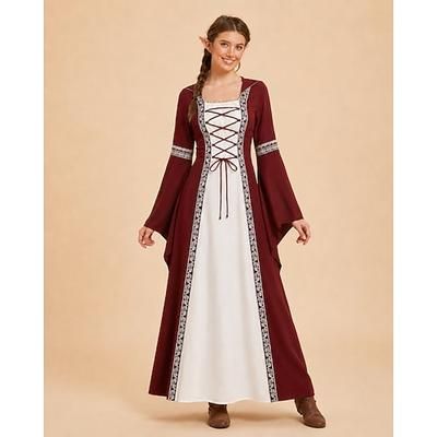 Medievale Rinascimento Vestito Costume di fantasia Strega Vichingo Costume Per donna Celtico Fantasia Halloween Carnevale Performance LARP Fiera Rinascimentale Adulti Vestito