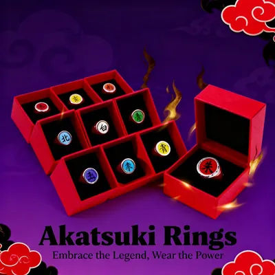 Hot Anime Accessories Ring Akatsuki Itachi Red Kanji Ring Naruto Shippuden Single Ring Boxed Gift