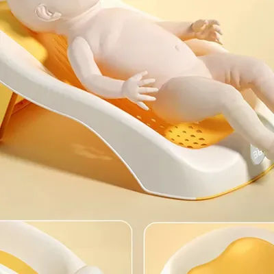 Foldable Baby Bath Seat - Non-Slip PP Shower Net Support, Ergonomic Backrest Design, Easy-Clean Christmas Gift For Toddlers