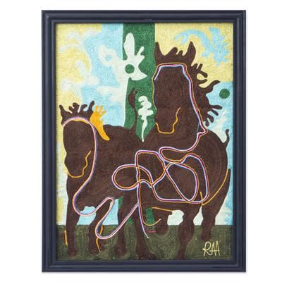 Arrival,'Handmade Horse-Themed 100% Cotton Wall Art from Ghana'