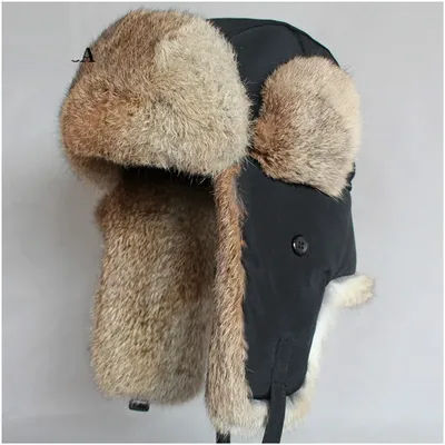 B8478 chapeaux de bombardier chauds pour adultes, Protection des oreilles en poils de lapin, chapeau russe Ushanka, casquettes de Ski en fourrure chaude