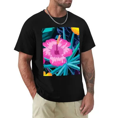 T-shirt à motif floral coloré, haut à manches courtes résistant aux odeurs