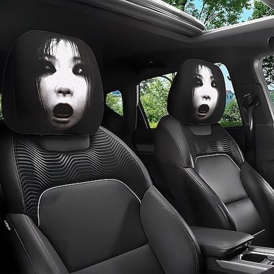 2/4 pezzi copri poggiatesta per auto con stampa di fantasmi horror, protezioni per poggiatesta con fantasmi spaventosi, accessori universali elasticizzati per interni auto, tessuto morbido lavabile,