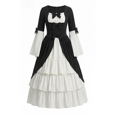 Retrò Vintage Medievale Rinascimento Vestito Lunghe Principessa Collo quadrato Costume Per donna Fantasia Natale Halloween Carnevale Feste Fiera Rinascimentale LARP Adulti Vestito
