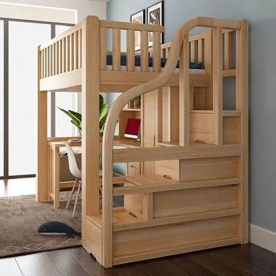 Children's bed with bookcase, desk integrated children's room furniture combination set, bunkbed, bedand lower cabinetsave sp