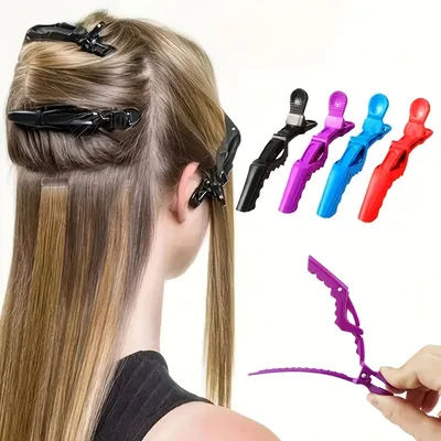 6 Packs Black Alligator Clip Beauty Hairdressing Clamp Shape Plastic Hair Claw Women'S Girls Styling Hair Clips Hair Accessories