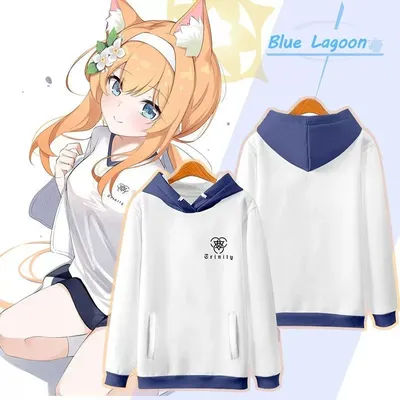 Anime Blue Archive Iochi Mari Cosplay Costume Hoodie Women Men Harajuku Sweatshirt Streetwear Hip Hop Pullover Hooded Jacket