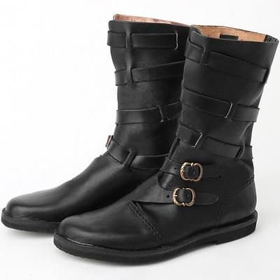 Retrò Vintage Medievale Rinascimento A stivale Pirata Guerriero Ranger Fibbia Costume Fantasia Halloween Carnevale Fiera Rinascimentale LARP Adulti Scarpe