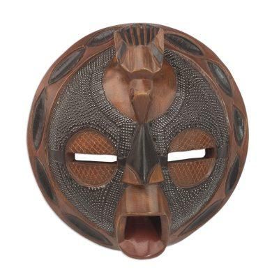 Wandering Star,'Hand Carved Wood and Embossed Aluminum Mask'