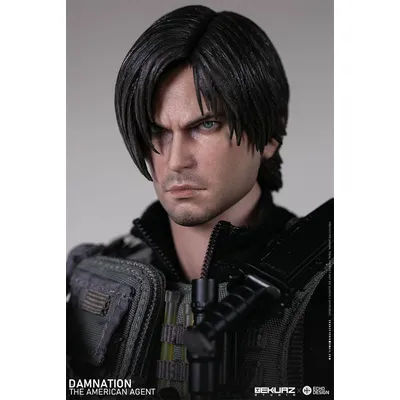 1/6 EKUAZ EKS09 The American Agent Resident Man Soldier Evil Handsome Man Head Sculpt Carving Eyes be Moved Gloved Hand For 12"