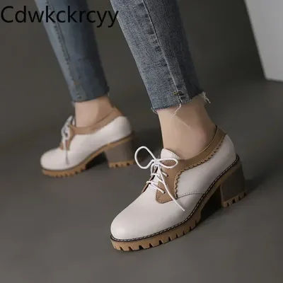 Printemps automne mode tête ronde vent britannique talon épais chaussures pour femmes couleur correspondant Frenum chaussures à talons hauts femmes haute 6 cm