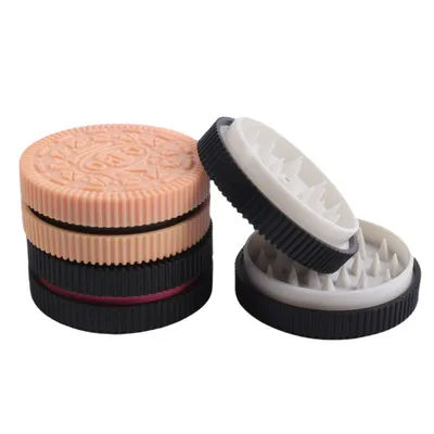 New 60MM Herb Grinder Plastic Cookie Biscuit Crusher Hand 2 Parts Cigarette Chocolate Grinder Crusher Tobacco Smoking Accessory