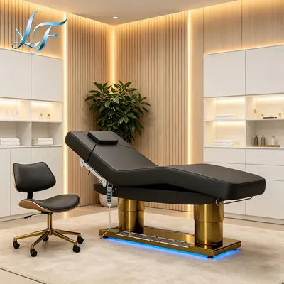 Luxury Curved Electric Recliner Beauty Bed For Facial Lash Cosmetic Massage Treatment Salon Furniture