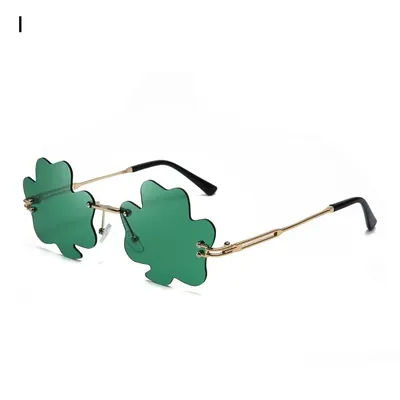 Lunettes de Costume de lutin sans bords pour femmes et hommes, lunettes de soleil Shamrock irlandais pour la saint-Patrick, lunettes vertes trèfle à quatre feuilles