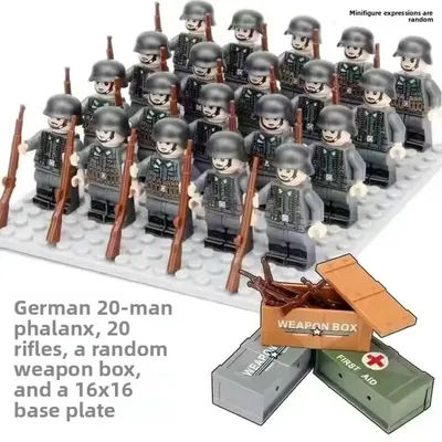 20 PCs World War II Military Series Building Blocks Figures Toys Mini Figures Humanoid Dolls Birthday Gifts