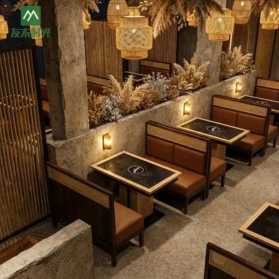 Restaurant Booth SetCustomized Rustic-Style Pot Tables Chairs, Restaurant Booths, Sofas, Smokeless Integrated Grilling And Hot P