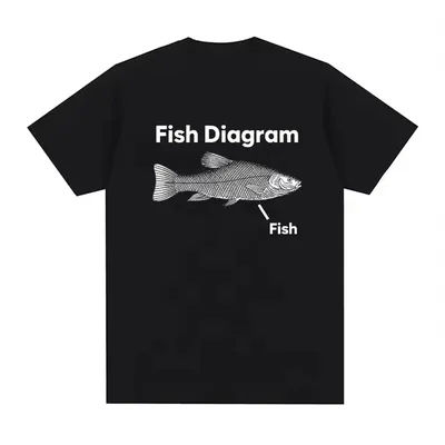 T-shirt Femme Rétro de Haute Qualité avec Motif Meme Graphique Diagramme de Poisson Amusant 2026 – Hauts Décontractés pour Femmes