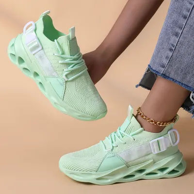 Chaussures de sport légères en maille vert pomme respirantes antidérapantes pour la course en plein air pour hommes et femmes