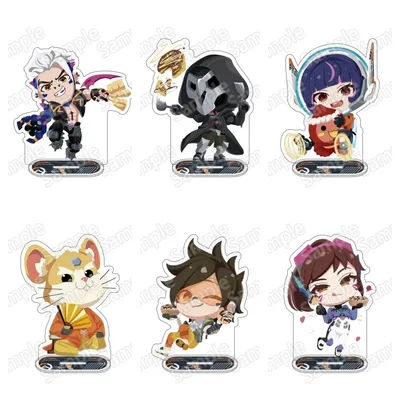 10cm Overwatch 2 Acrylic Stand Figures Zenyatta , McCree & D.Va Game Collectible Merchandise Decoration Fan Gift key chain
