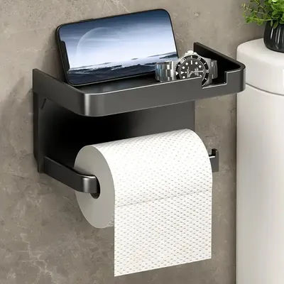 Plastic Toilet Paper Holder Wall Mounted Storage Rack for Kitchen Towels Seasoning Bottles Bathroom Roll of Paper Phone Storage