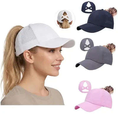 Casquette de baseball à séchage rapide pour femme, avec filet respirant et dos croisé, style snapback, casquette de papa respirante, casquette de soleil pour l'extérieur