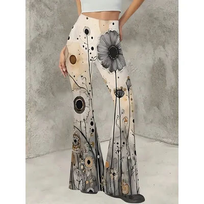 Pantalon évasé imprimé pour femme, taille haute, style Y2K, pantalon cloche, streetwear