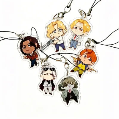 Resident Evil Inspired Tiny Guyz Version 2 Acrylic Keychain Chibi Character Pendant with Black Cord for Bag Backpack Phone Gift