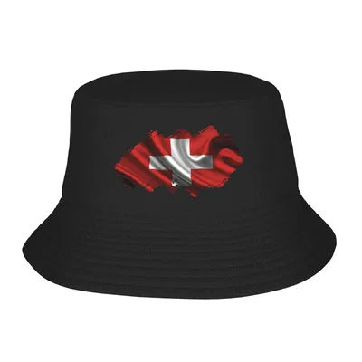 Chapeau bob drapeau suisse unisexe, chapeaux de pêcheur, casquettes de pêche amusantes, chapeaux de soleil pliables personnalisés DIY style Hawaï