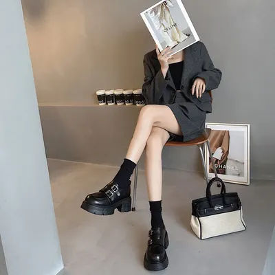 Chaussures en cuir de style britannique pour femmes, mocassins Mary Jane à hauteur haute et semelle épaisse, 2025
