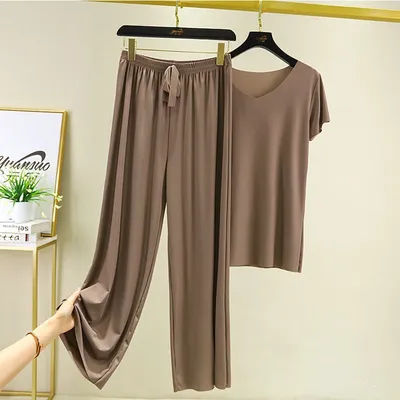 Ensemble deux pièces femme : haut et pantalon – Nouvelle collection été 2026 – Tenue décontractée et élégante pour les vacances – Pantalon large