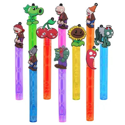 Plants Vs Zombies Cartoon Game PVC Mini Bubble Stick Creative Toys Party Favors Outdoor Fun Play Toys for Boys Girls Gifts