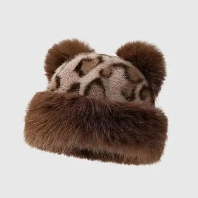 Chapeau Rétro Chaud avec Oreilles d'Ours, Bonnet sans Bord en Fausse Fourrure de Vison, Chapeau de Pêcheur en Imitation Fourrure de Vison Épaisse et Moelleuse, Chapeau de Ski Chaud