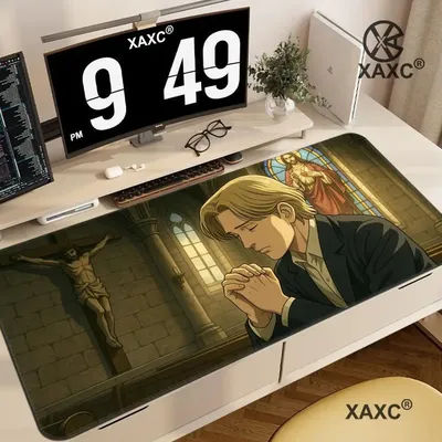 Tapis de souris Anime M-Monster, tapis de bureau avec personnage J-Johan Liebert, tapis classique de dessin animé à suspense HD, tapis de jeu antidérapant en caoutchouc XAXC
