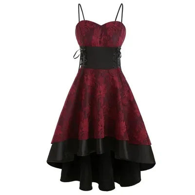 Robe de soirée à lacets bandage pour femme, chemise haute et basse, robes élégantes, robe d'invité de mariage, haute qualité