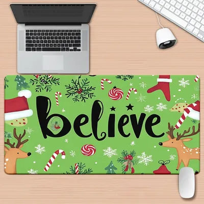 Tapis de souris étendu en caoutchouc antidérapant avec motif de Noël, tapis de clavier de jeu, accessoires de bureau