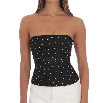Haut tubulaire coupe cintrée pour femmes, esthétique, sans manches, épaules dénudées, sans bretelles, imprimé à pois, haut court, Sexy, Bandeau, débardeur, Clubwear