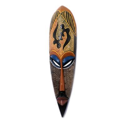 Gye Nyame Warrior,'African Wood Aluminum Gye Nyame Adinkra Symbol Wall Mask'