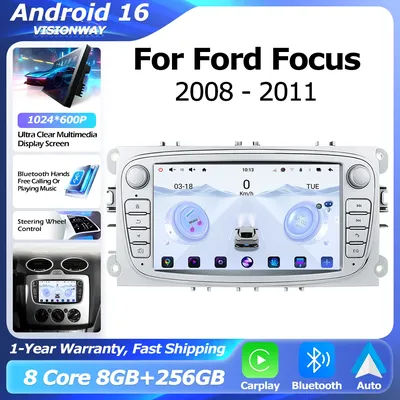 Android 16 Bluetooth pour Ford Focus Mondeo C-MAX S-MAX Galaxy Kuga 2008-2011 lecteur multimédia Auto sans fil CarPlay WIFI 4G GPS