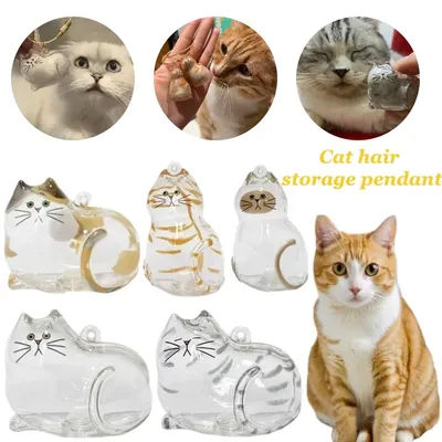 Transparent Cute Kitten Hair Storage Container Cute Cat Hair Memorial Capsule for DIY Handmade Hanging Ornament Home Display