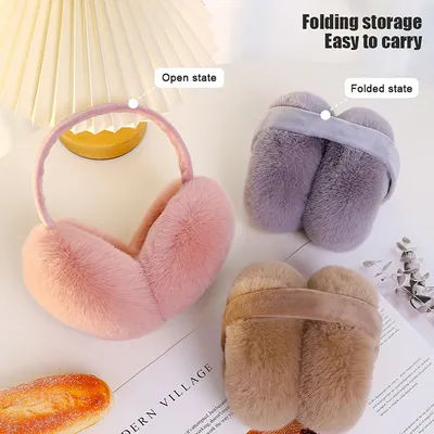 Vente chaude : Cache-oreilles d'hiver chauds et moelleux pour femmes, cache-oreilles en peluche douce pour filles et garçons, cache-oreilles pliables pour temps froid