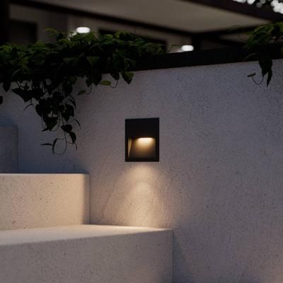 Lucande applique a LED da incasso Loya, 11,5x11,5 cm, grigio, IP54 Loya, Nero, Alluminio, Moderno, Applique da esterni