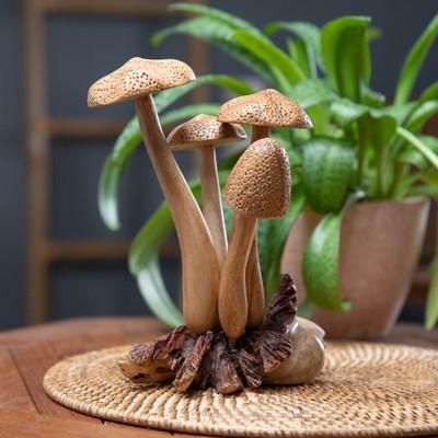 Amanita Union,'Jempinis and Benalu Wood Amanita Sculpture Crafted in Bali'